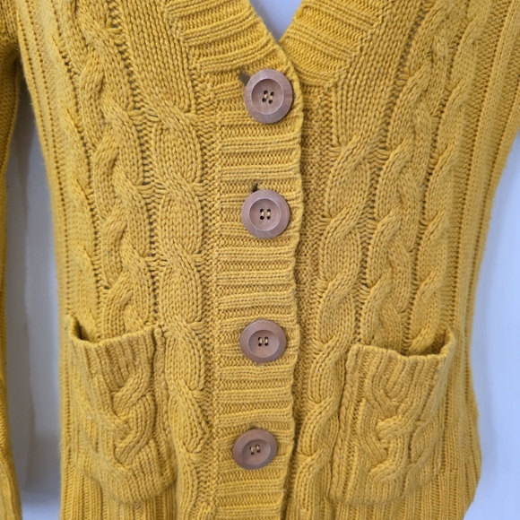 Yellow Textured Sweater Cable Knit Retro Vibe - Picture 2 of 8